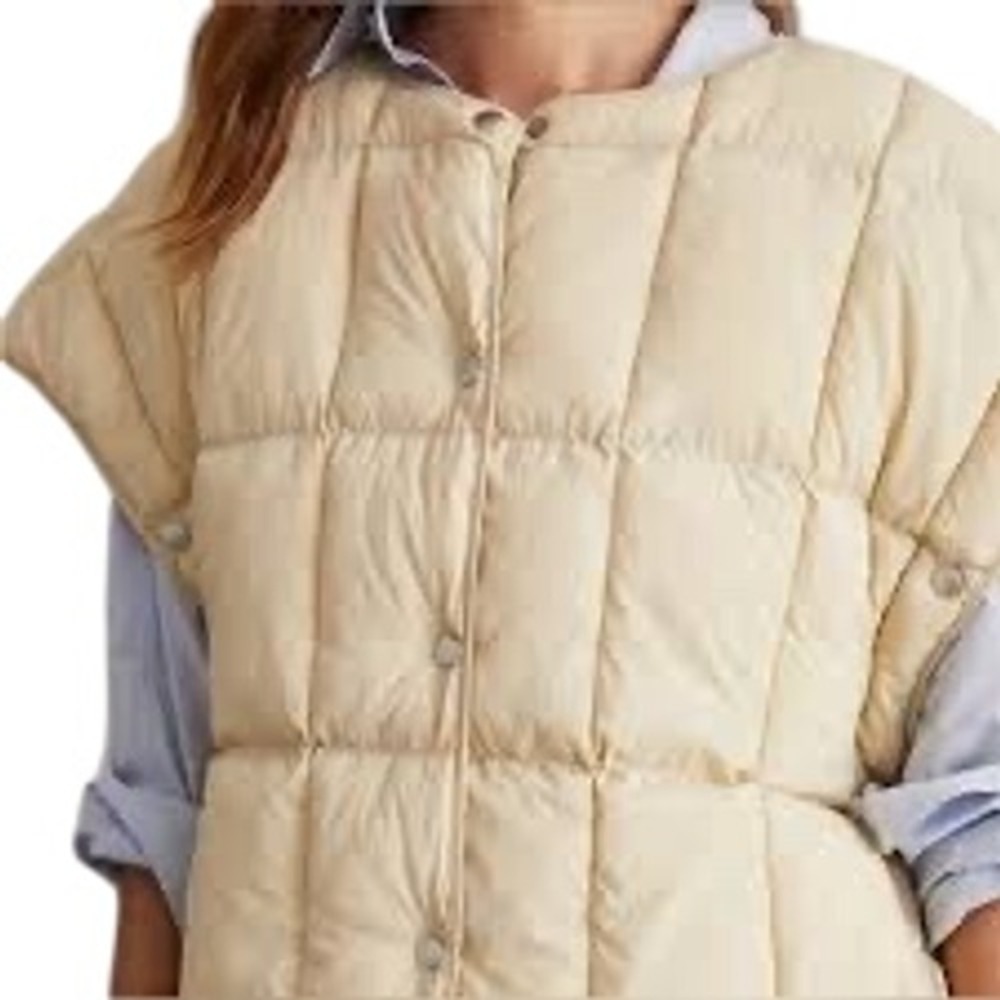 By Anthropologie Short-Sleeve Puffer Vest, Off-White, One Size
